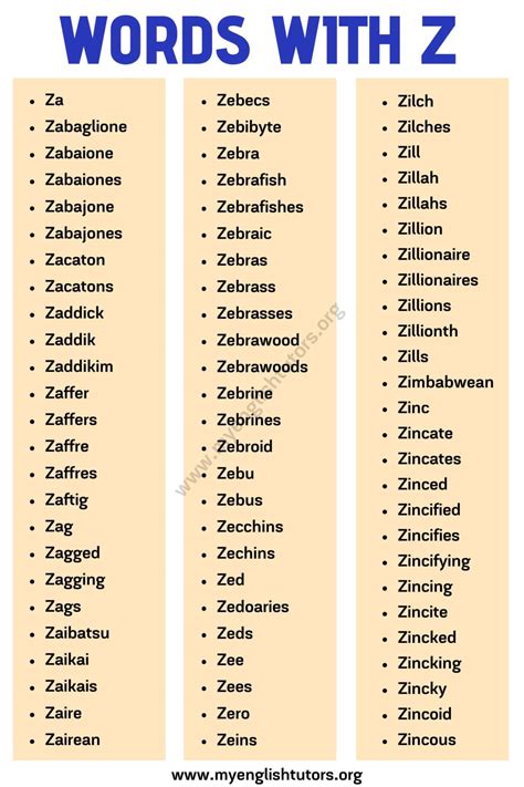 2 Letter Words With Z.